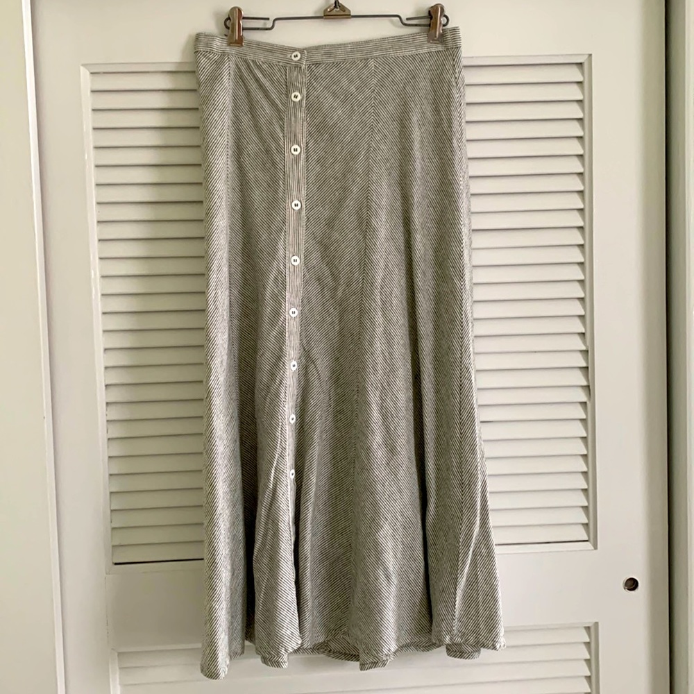 Maxi skirt with Hunter green and white striped pattern